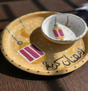 Large and small pottery dishes