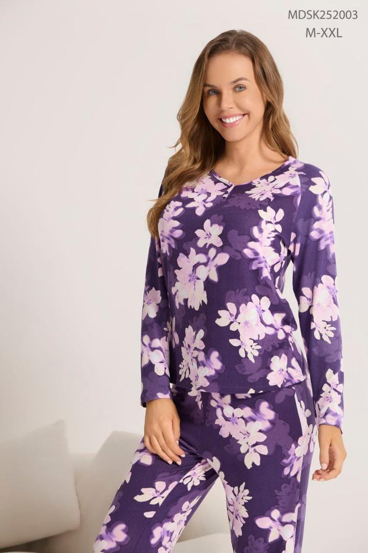 Purple floral pajama set