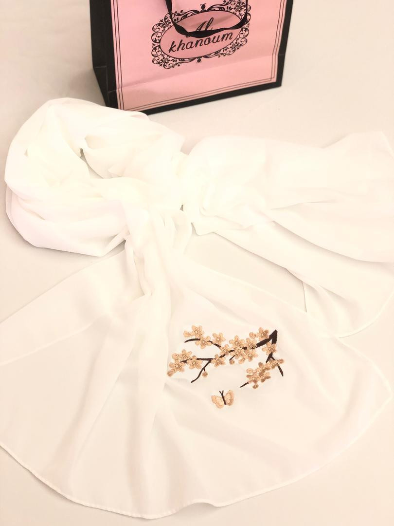 stylish  design hijab with beads on sides