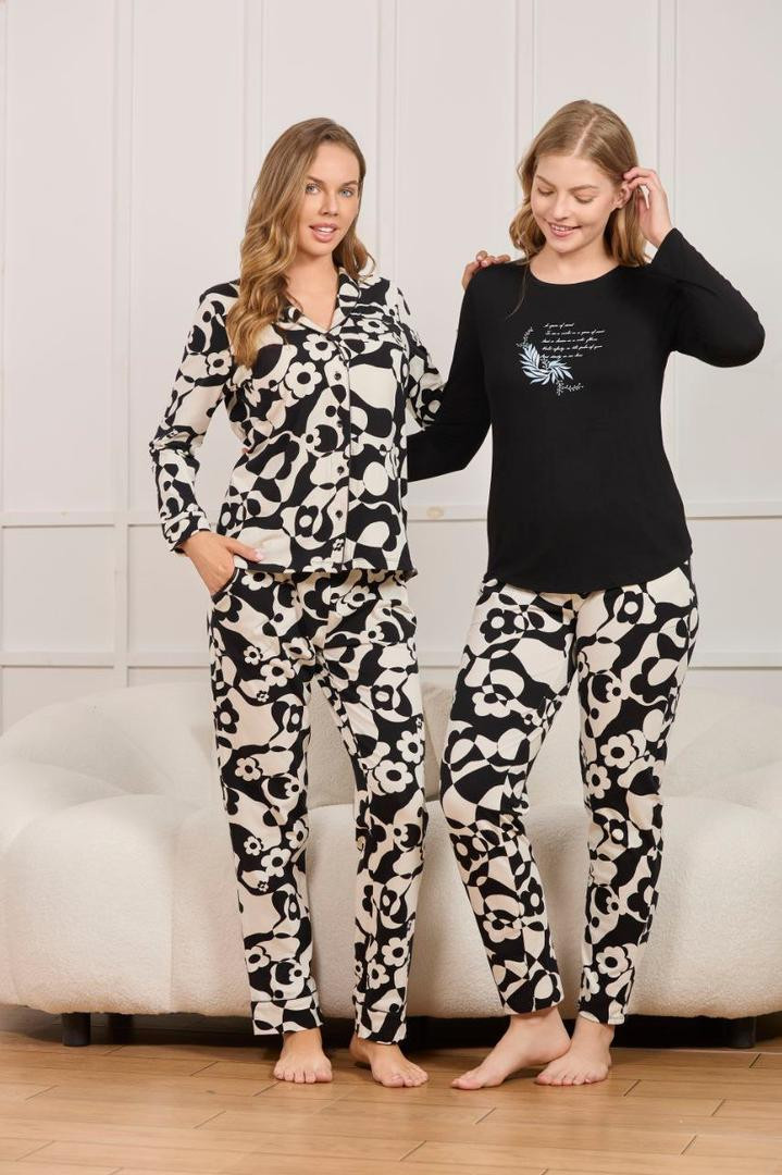Women pajama set ( pants with t-shirt OR/ pants with buttoned shirt )