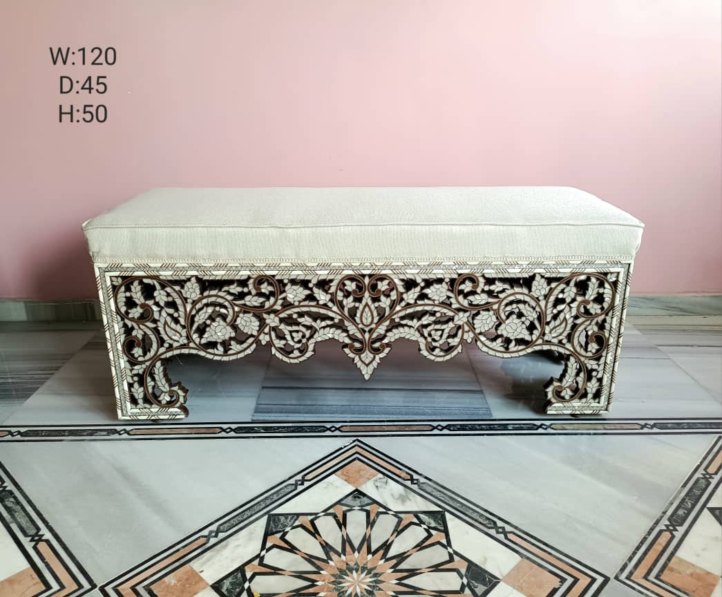 Modern Bench wood with seashell