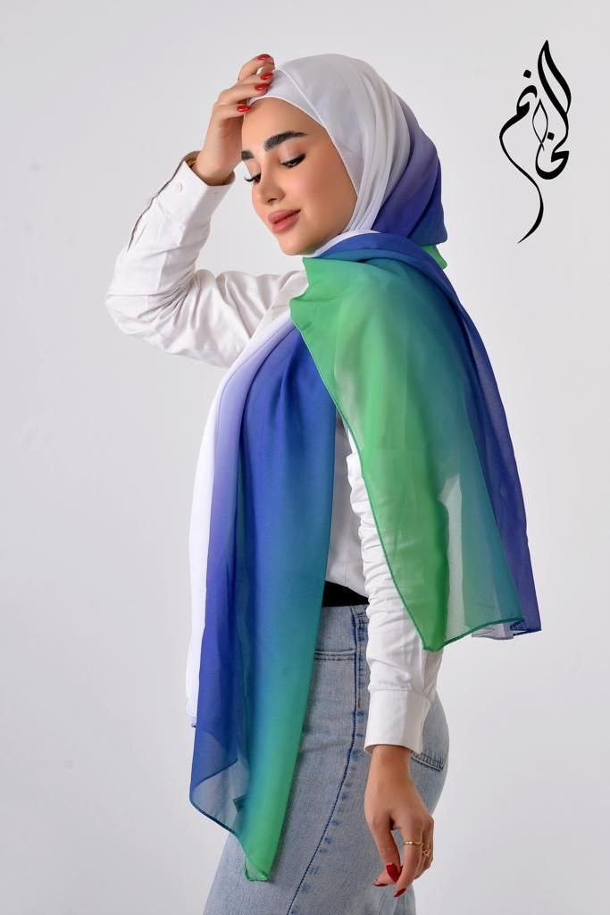 Gradient blue and green hijab